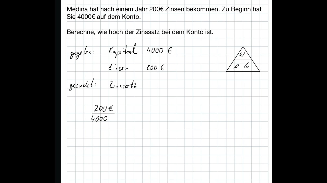 Klasse 7 - Prozentrechnung - Den Zinssatz berechnen