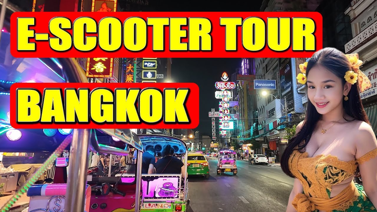 Relaxing Electric Scooter Night Ride Through Bangkok With Amazing City Views And Real Street Life.
