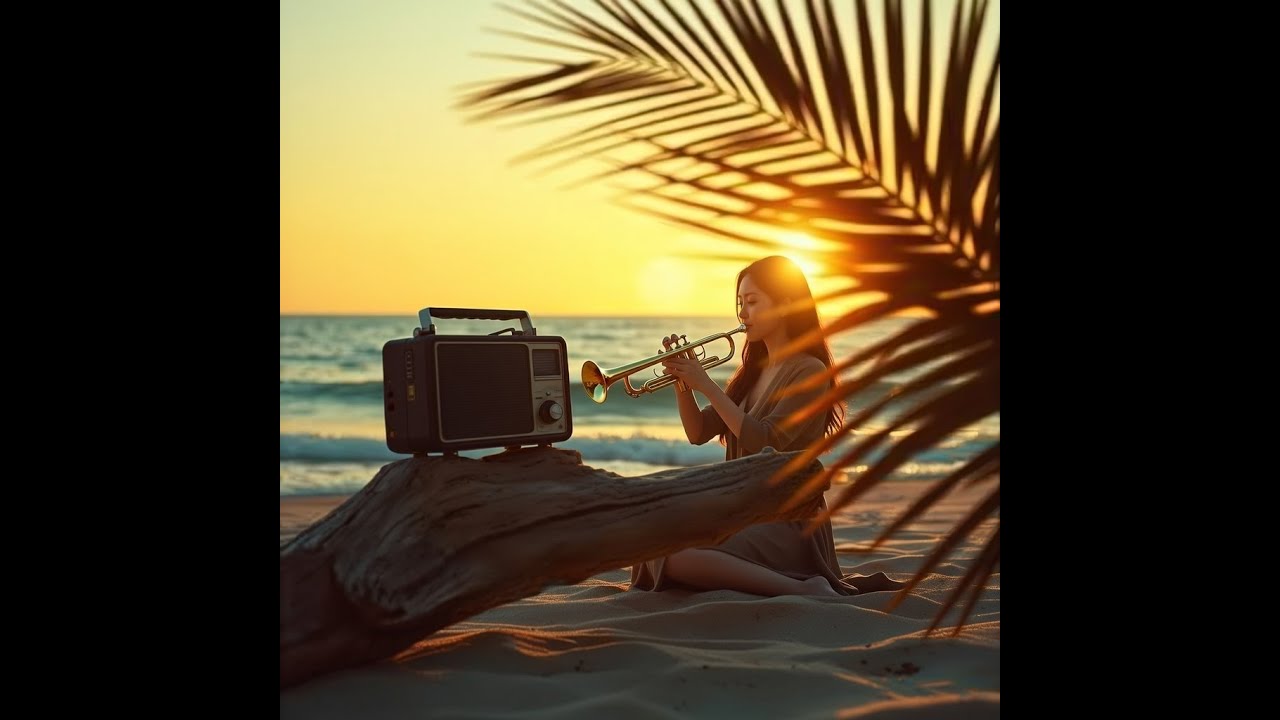 【夕陽光下的遐想 】(終極版) ｜吹奏時光的殘響，在金色海灘預見未來 🌅✨吹響時光之號角：在海天交界處，做出改變一生的決定~願你的勇氣，如海浪般永不停息。一場關於未來的無聲對話