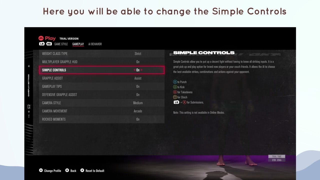 How to Turn on and off Simple Controls in EA Sports UFC 5