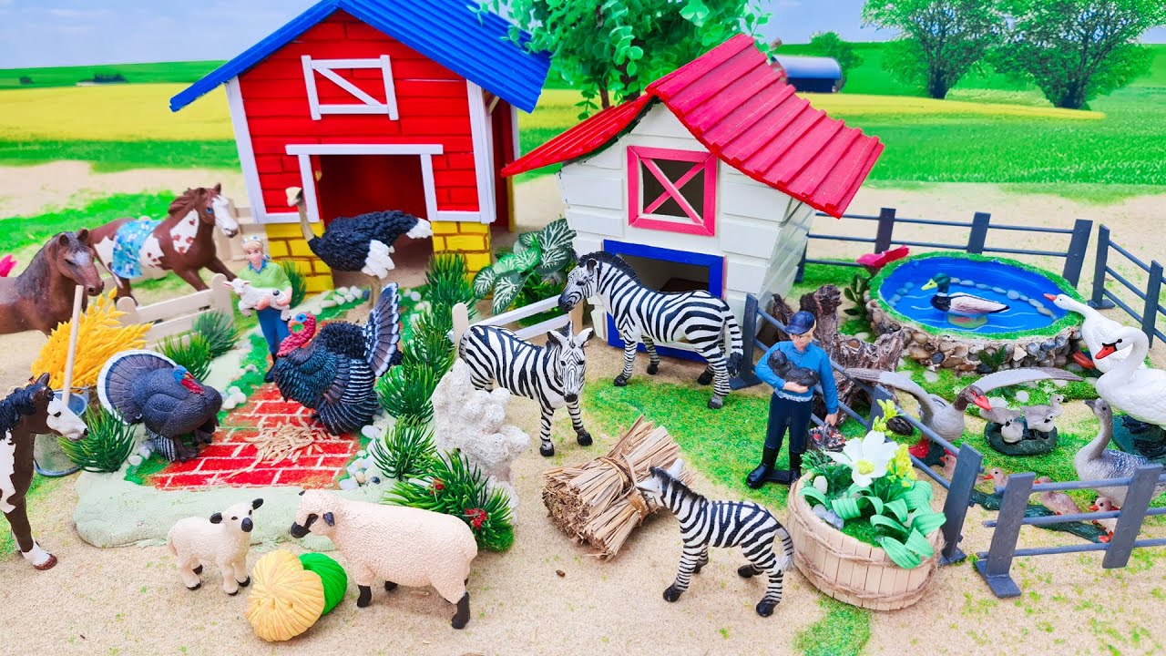 DIY Build  Horse Farm Barn Diorama | Caring for Horse Sick | Horse and Cattles Farm Playset