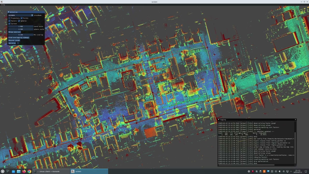 Running and merging three LiDAR-IMU SLAM sessions in 3 minutes using GLIM