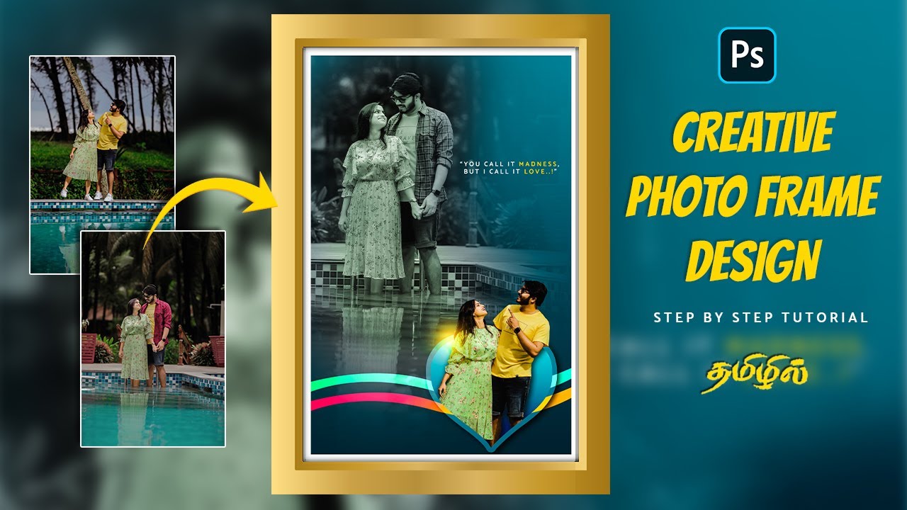 How to design a 12x18 creative photo frame using photoshop | Tamil Photoshop tuorials
