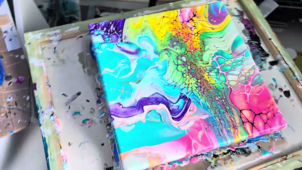 Very small test piece layering and striping colours before swiping them..