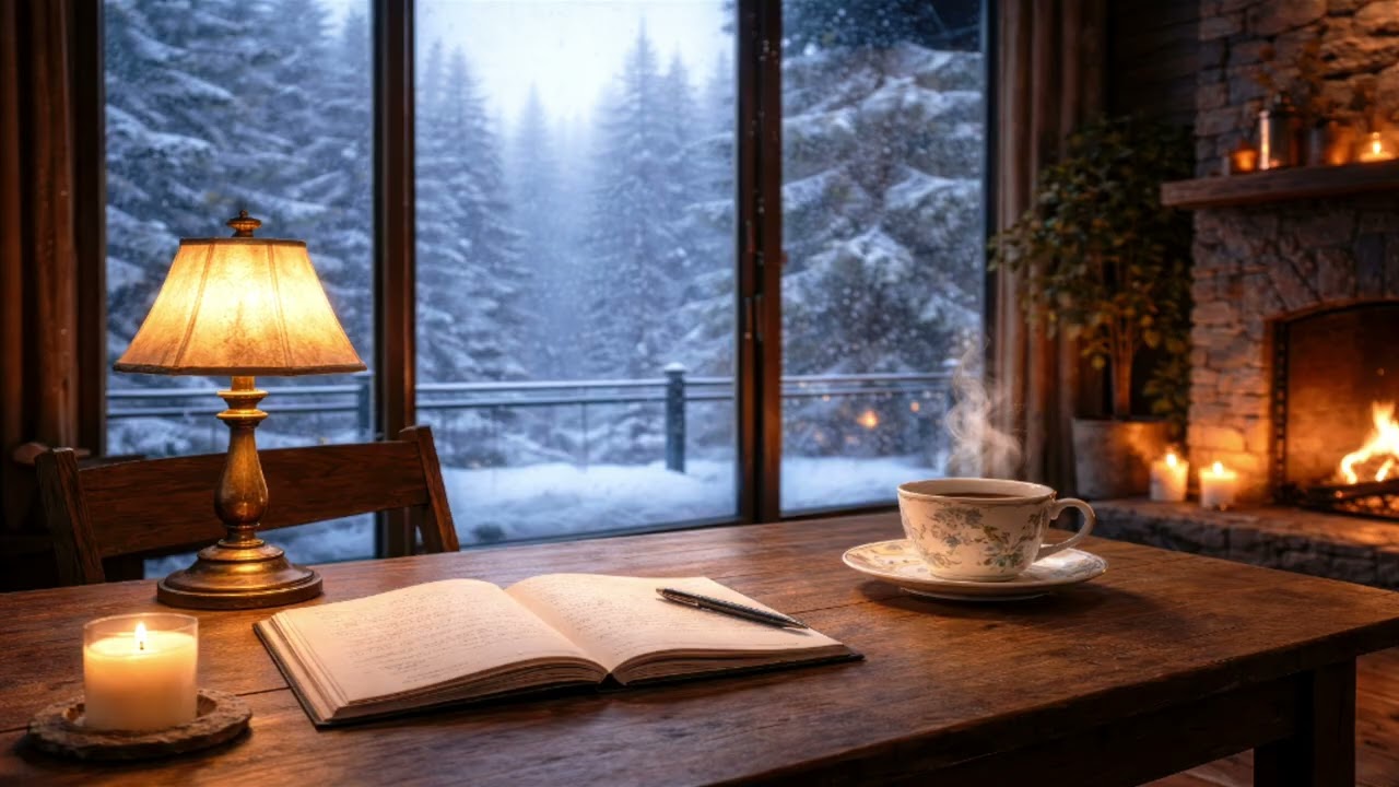 Motivation to Keep Going ❄️🔥Warm Fireplace, Snow Outside | Focus & Study