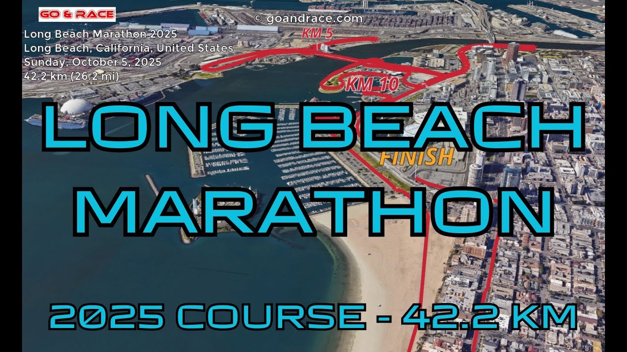 Long Beach Marathon 2025: 3D Video Course Map | 42.2 km - Long Beach