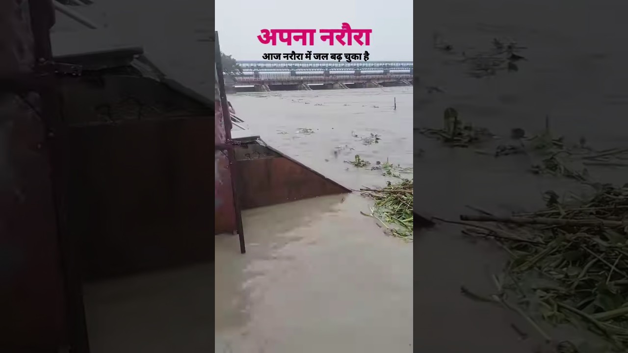 नरोरा गंगा जी पर  अचानक से बढ़ जल 😱😱 viral #shortsfeedshortsfeed