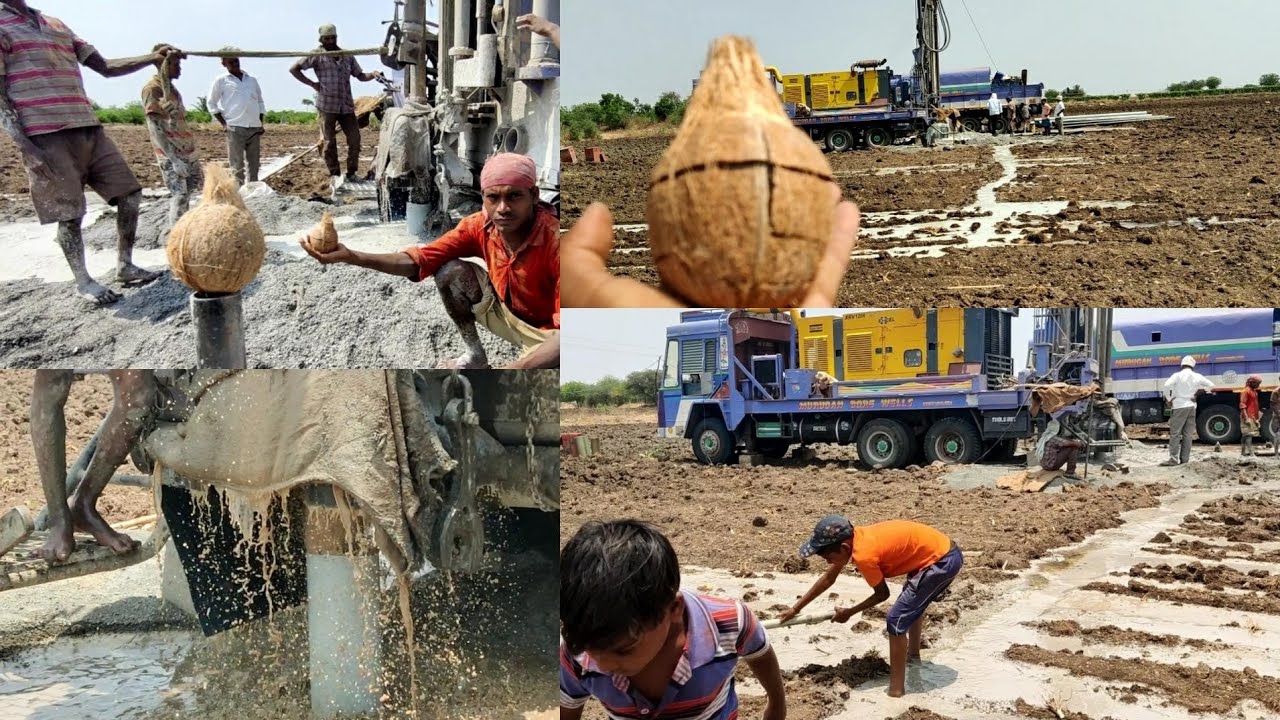 Borewell Drilling 100% Water with Coconut checking Methods