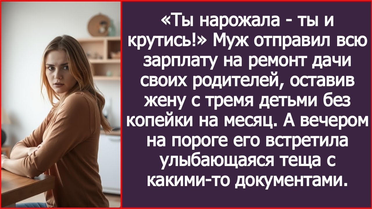 Ты нарожала - ты и крутись! Муж отправил всю зарплату на ремонт дачи своих родителей. Рассказ.