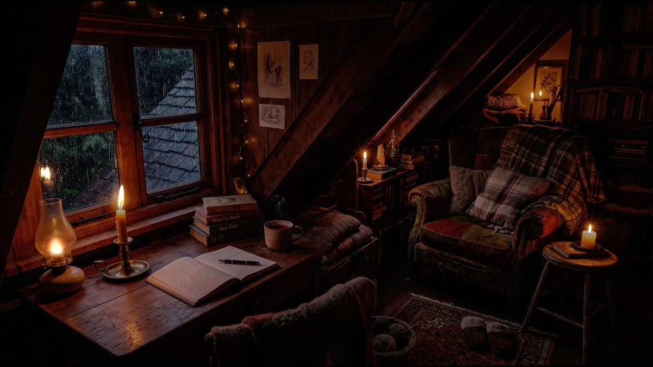 Late Night in the Weasley Attic (No Ads) Rain Sounds at The Burrow for Deep Sleep & Study (ASMR)