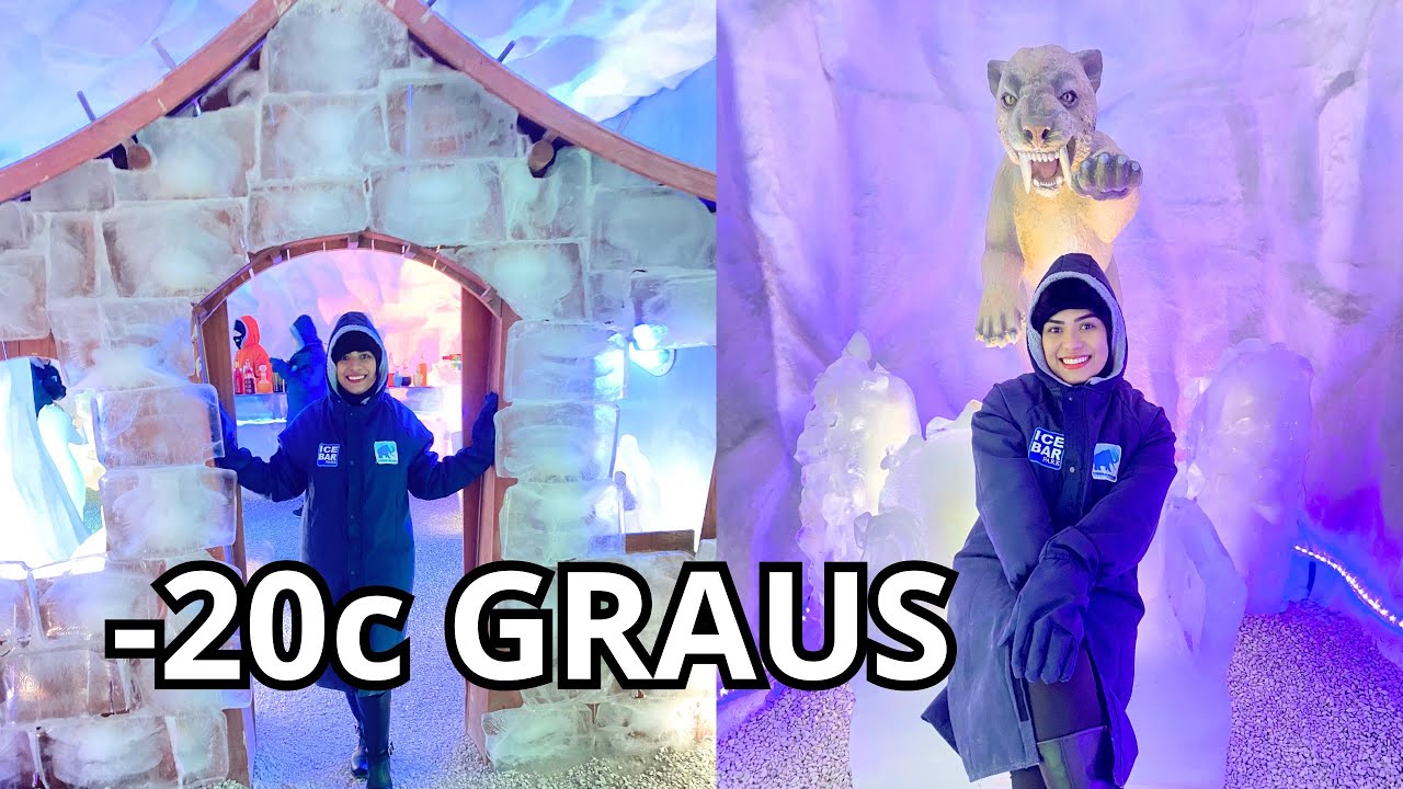 FUI NUM BAR DE GELO QUE FAZ -20 GRAUS!🥶❄️#gramado