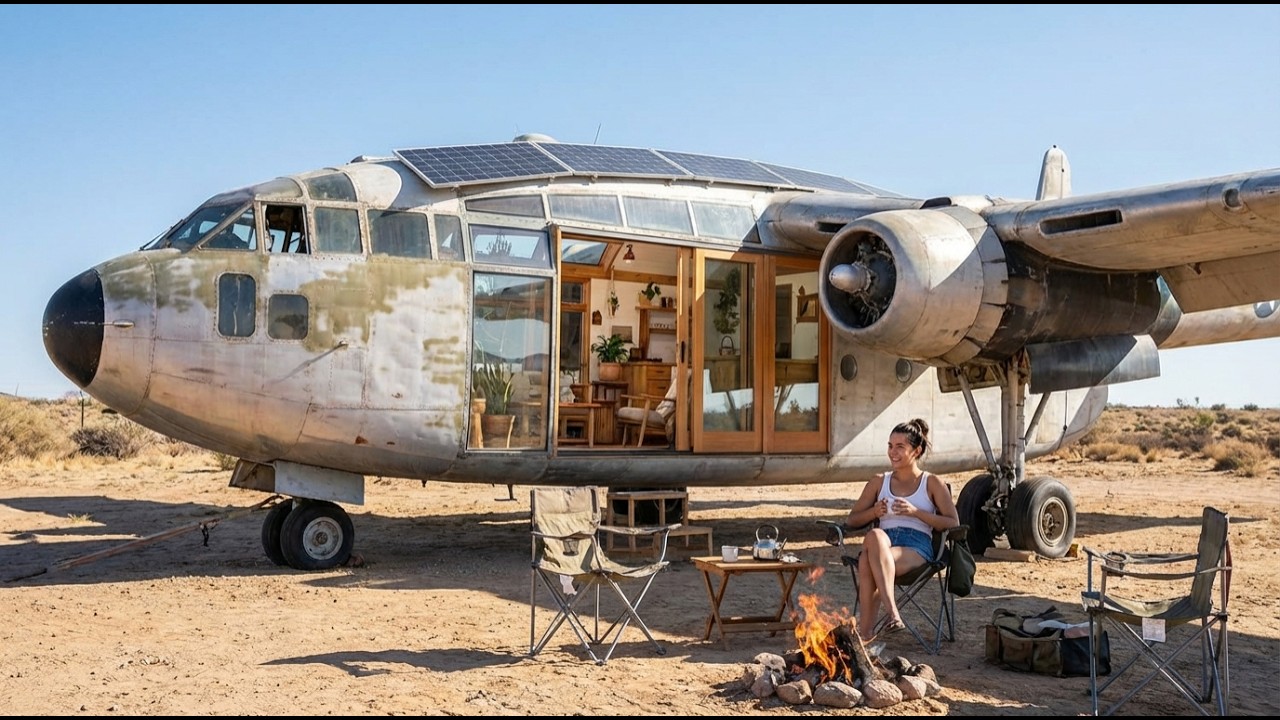 Building a Dream House Inside an Abandoned Fairchild C-82 Packet Cargo Plane in a Dusty Wasteland AS