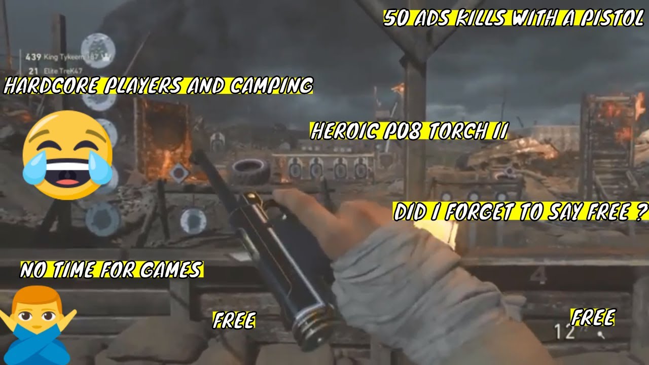 50 ADS KILLS FOR HEROIC P08 TORCH 2 COD WW2