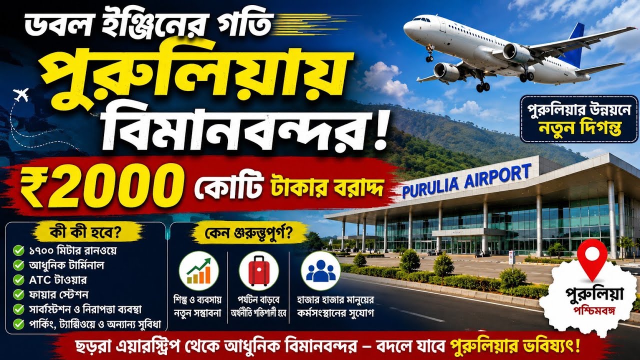 Purulia Airport ₹2000 Crore Project ✈️ পুরুলিয়ায় বিমানবন্দর! বদলে যাবে জেলার ভবিষ্যৎ | 