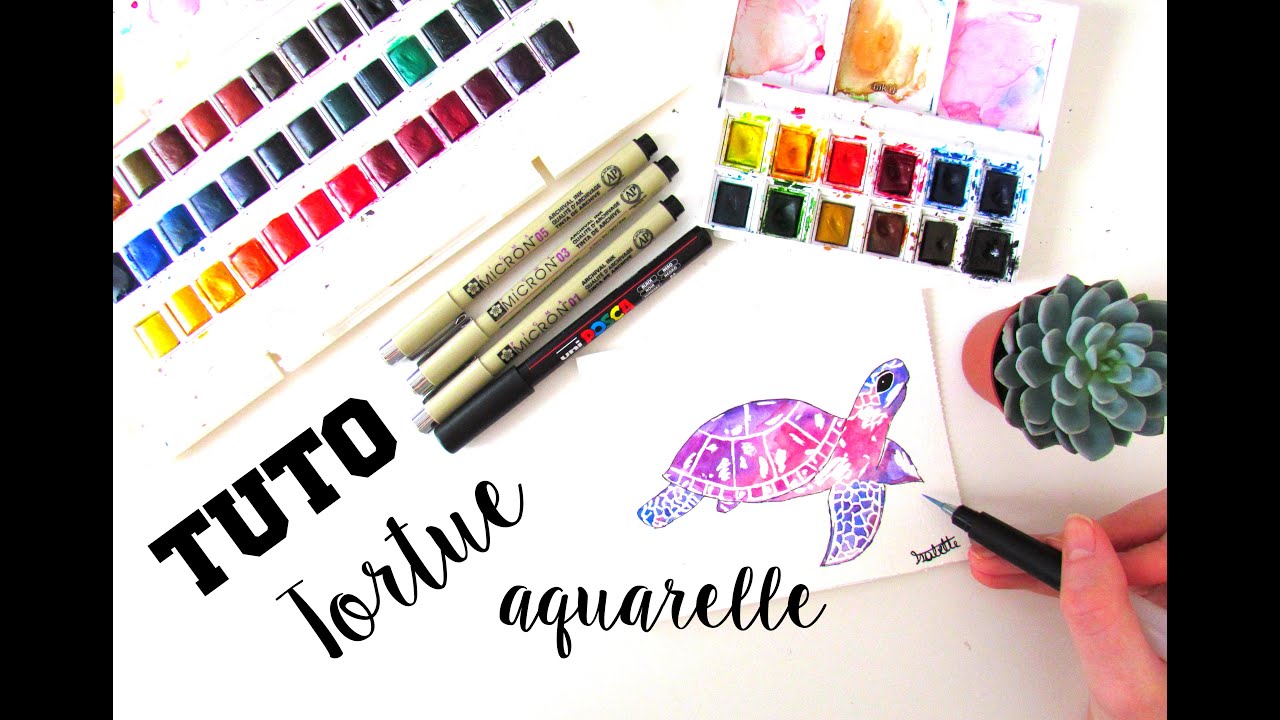 •| TUTO AQUARELLE - LA TORTUE |•
