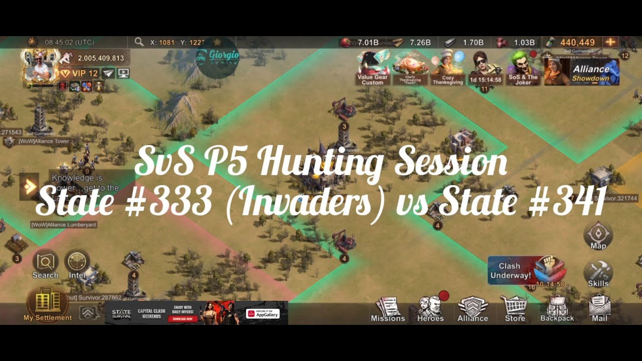 State of Survival - P5 Hunting Session. State #333 (Invaders) vs. State #341