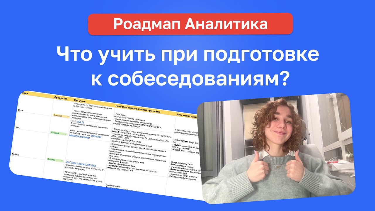 РОАДМАП АНАЛИТИКА. Что учить при подготовке к собеседованиям?