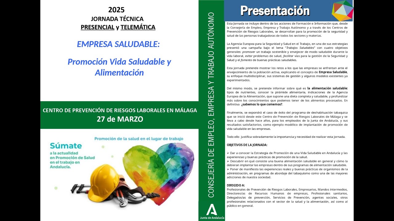 JORNADA CPRL MÁLAGA Empresa Saludable: Promoción de Vida Saludable y Alimentación
