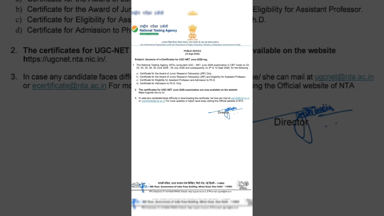 Good news Ugc net e certificate issued#ugcnet2026#ecertificate#jrf2026#ugcnetexam