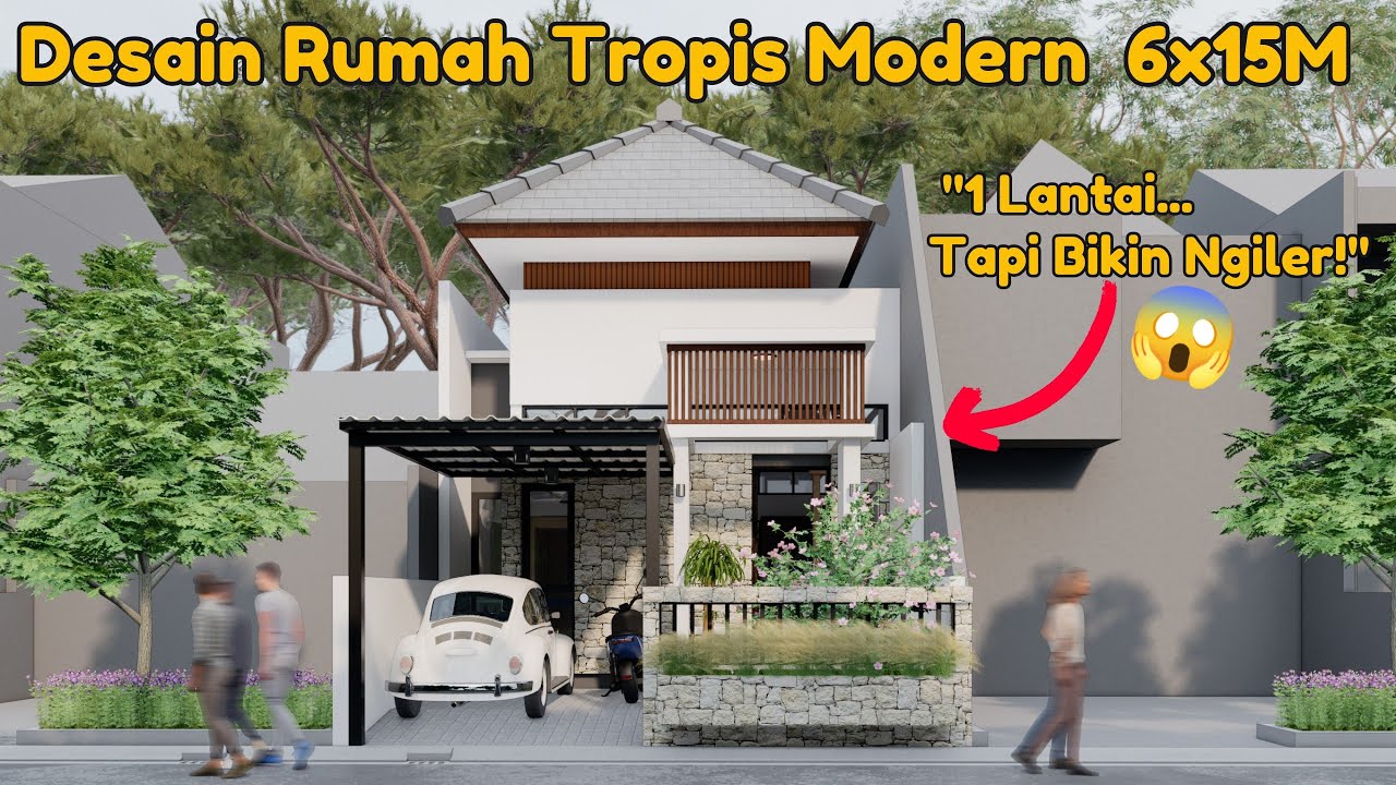 Rumah Tropis Modern 6x15, 3 Kamar & Taman Super Estetik!