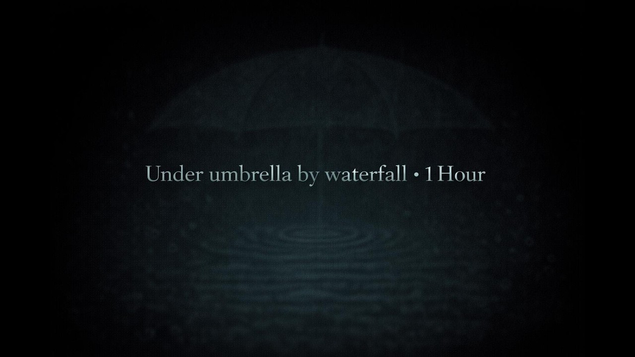 Standing by a Waterfall in the Rain | Black Screen | Sleep Sounds | ASMR