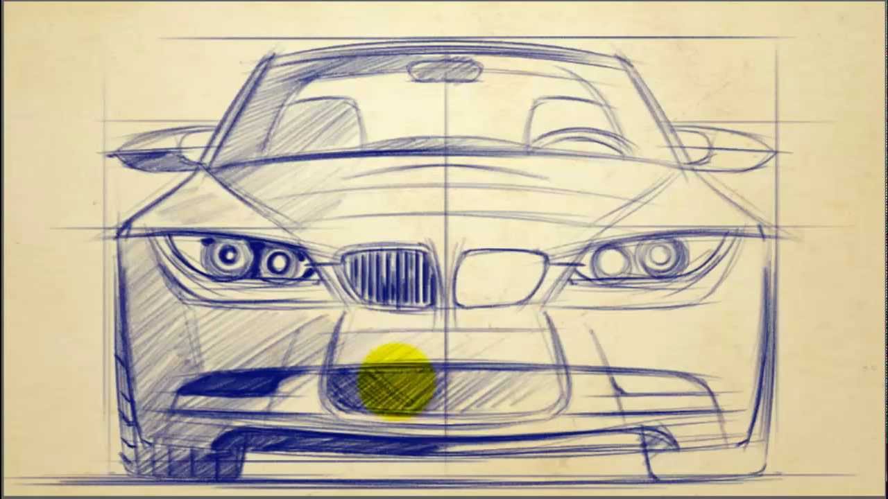 CAR DESIGN TUTORIALS: How to Draw  BMW 3 Series Front View