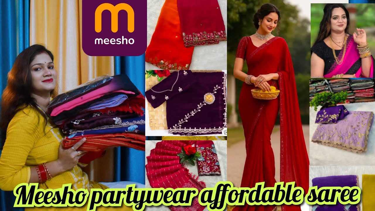 MEESHO LATEST DESIGNER PARTYWEAR SAREE HAUL AFFORDABLE NEW ARRIVAL SAREE REVIEW