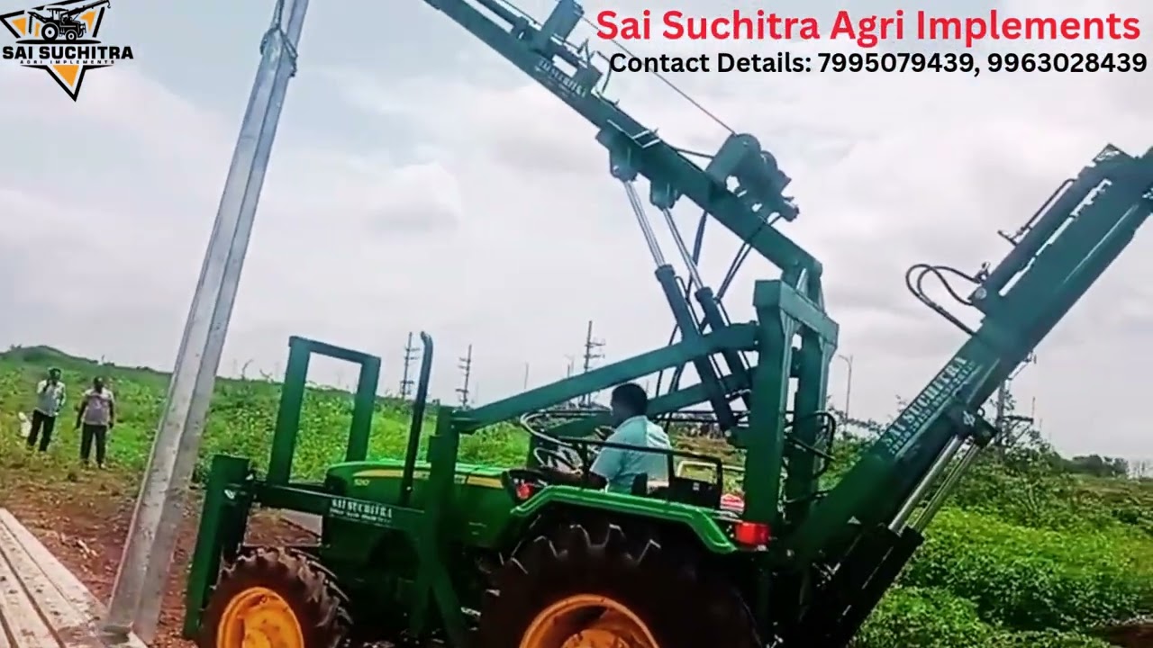 “Hydraulic Pole Erection Machine Delivery & Live Trial | Sai Suchitra Agri Implements | Telangana”