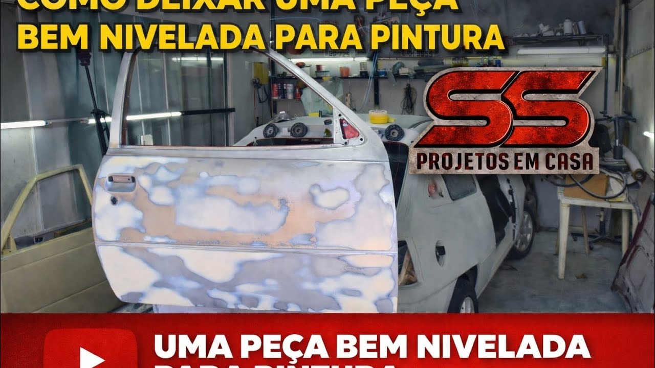 Nivelamento na peça com massa poliester  preparação pra pintura 