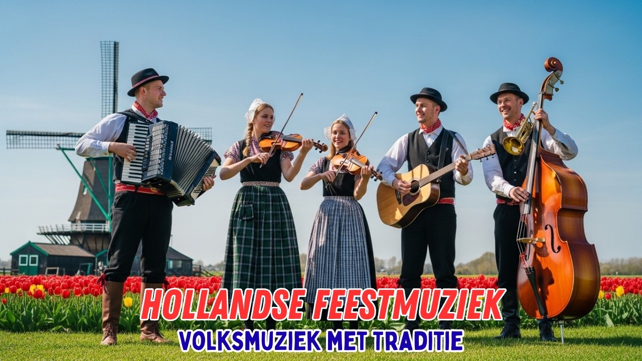 Beautiful Dutch Folk Music in Tulip Fields 🌷 Traditional Netherlands Band by the Windmill