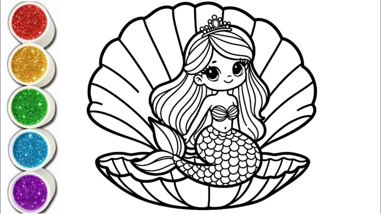 Cute Mermaid Drawing, Panting & Colouring For kids Toddlers_Art