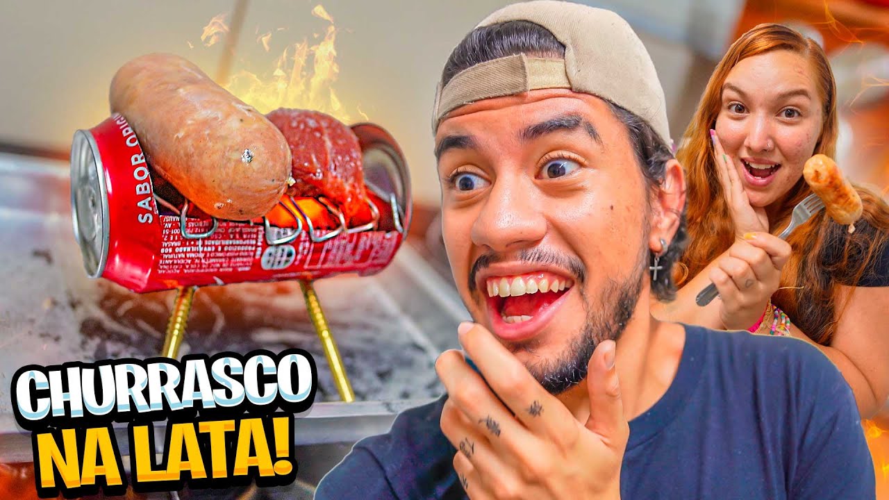 FIZEMOS UM CHURRASCO COM UMA LATINHA DE COCA-COLA!!