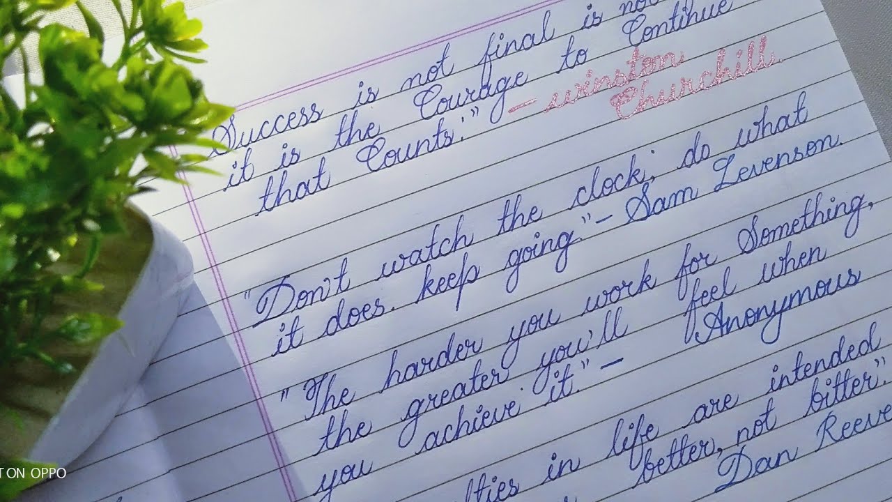 Motivational quotes writing in cursive handwriting | handwriting practice | A V writings