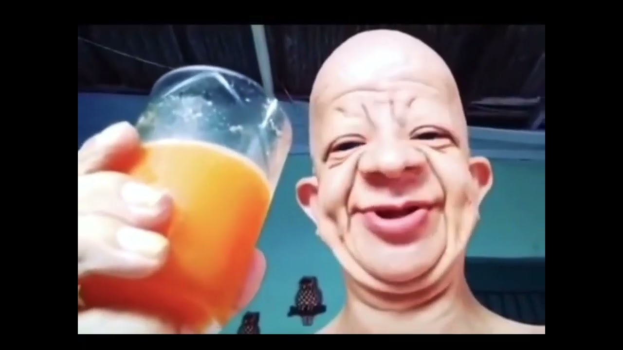 Bald guy drinks orange juice meme