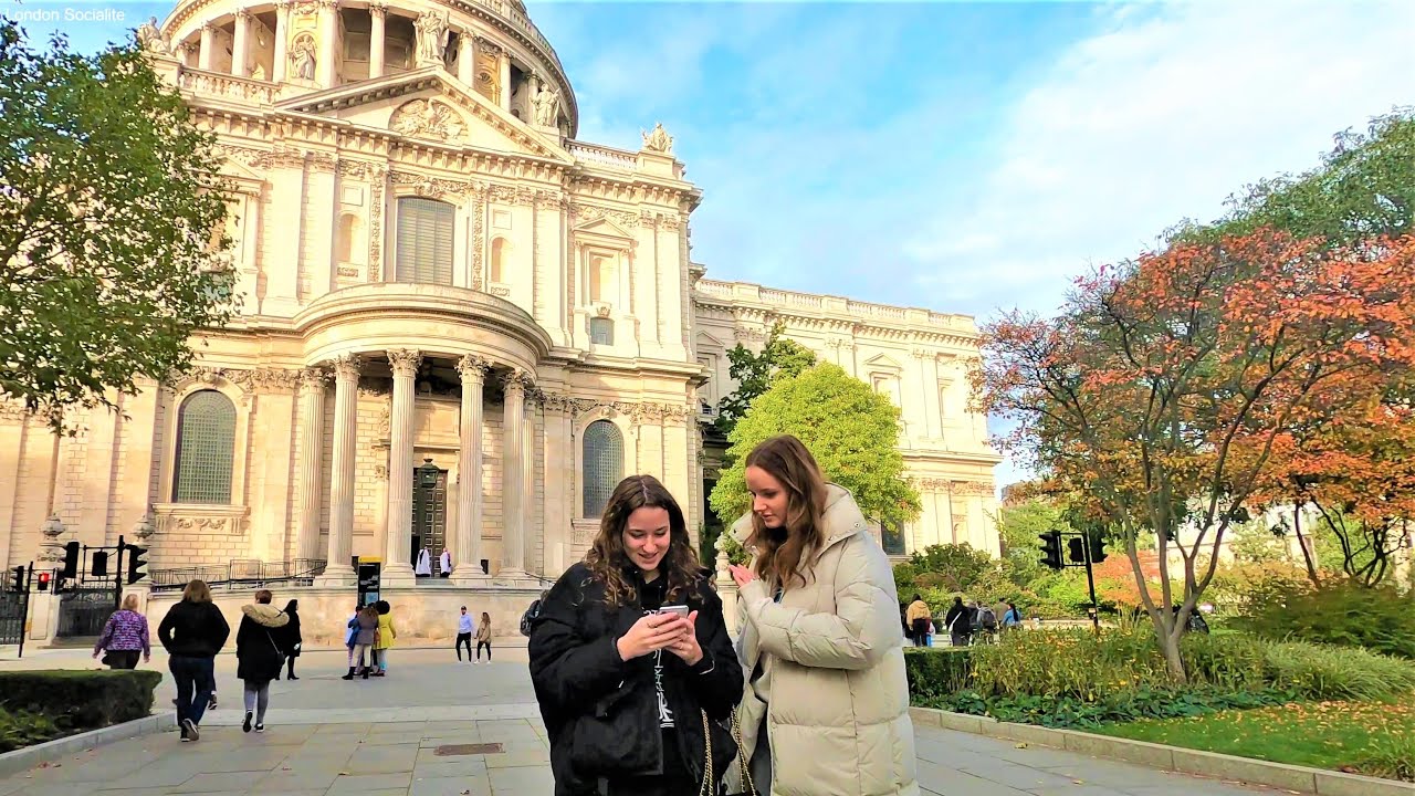 🦋 London City Walk, Millennium Bridge to St Paul's Cathedral, River Thames, 4K