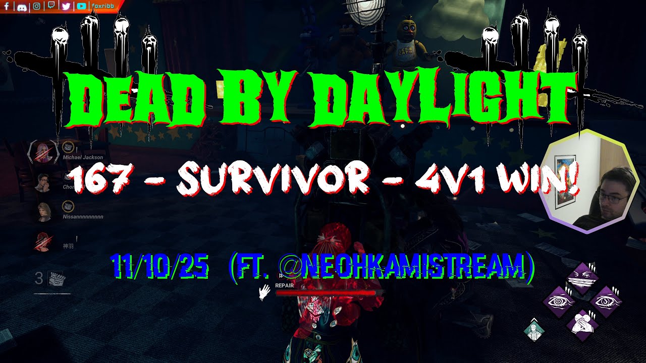 Dead By Daylight - 167 [4K] - Survivor - 4V1 Win! - 11/10/25 (ft. @NeohkamiSTREAM)
