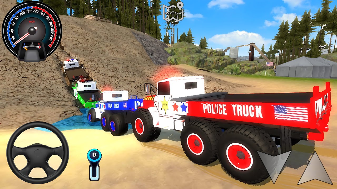 Juegos De Carros - Transporting US Police Monster Trucks #2 - Car Extreme Racing Android [Gameplay]