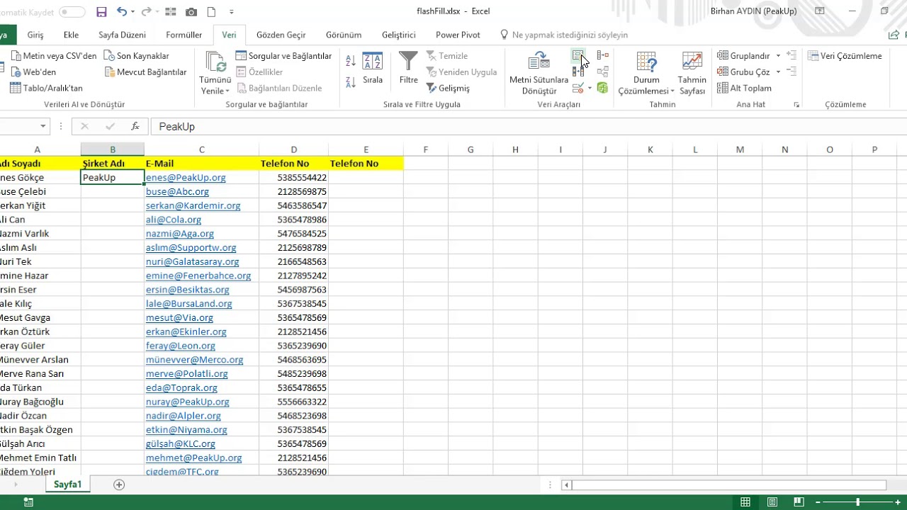 Excel Hizli Doldurma ile Verilerinizi Kolayca Düzenleyin