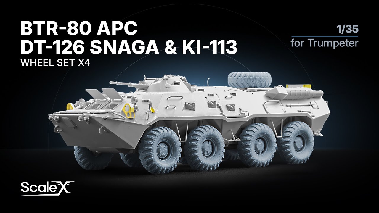 ScaleX BTR-80 APC Wheel Sets Preview. WM 35035, WM 35039 Sagged & Ordinary sets for Trumpeter, 1:35