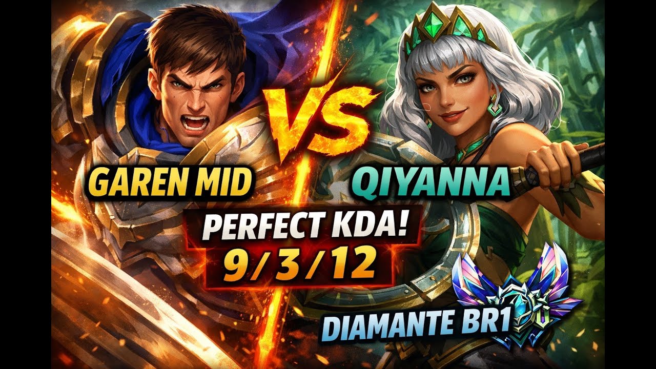 GAREN VS QIYANA (MID) PERFECT KDA | 9/3/12 | PATCH 26.1 | BR DIAMOND