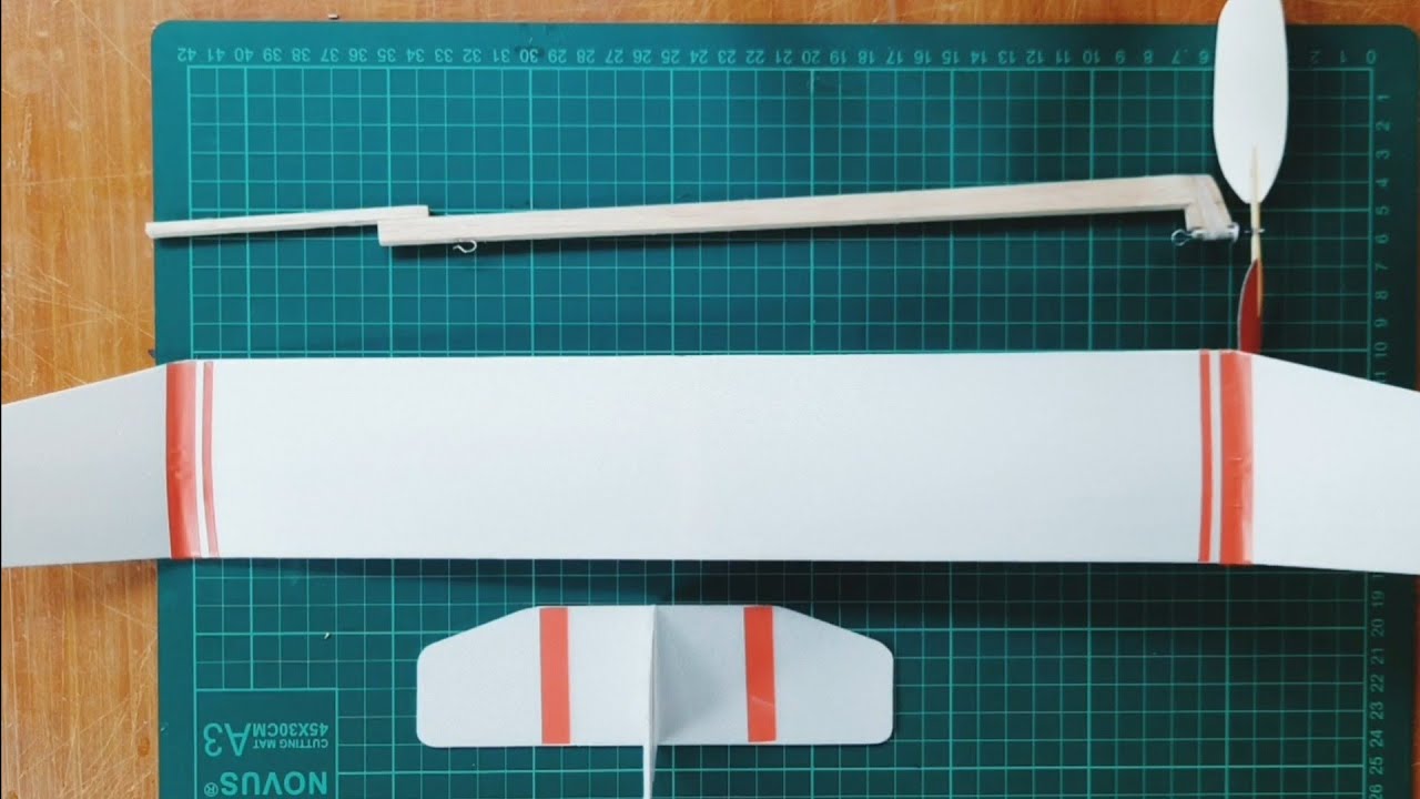 Tutorial membuat pesawat tenaga karet, Wings 50 / how to make Rubber power plane