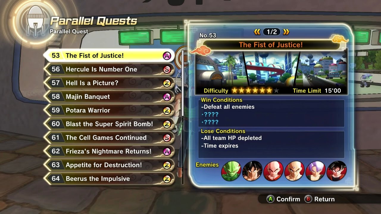 Dragon Ball Xenoverse 2 - Parallel Quest 53 - The Fist of Justice! + Ultimate Finish
