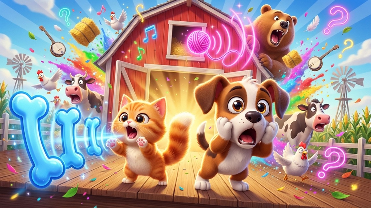 Animal Sounds Song 🐱 Who Says Meow? 😲 | Funny Farm Kids Song