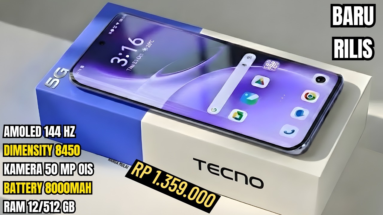 BARU DIRILIS‼️RAM 12/512 GB, 8000mAh - HP TECNO TERBARU DAN TERBAIK FEBRUARI 2026