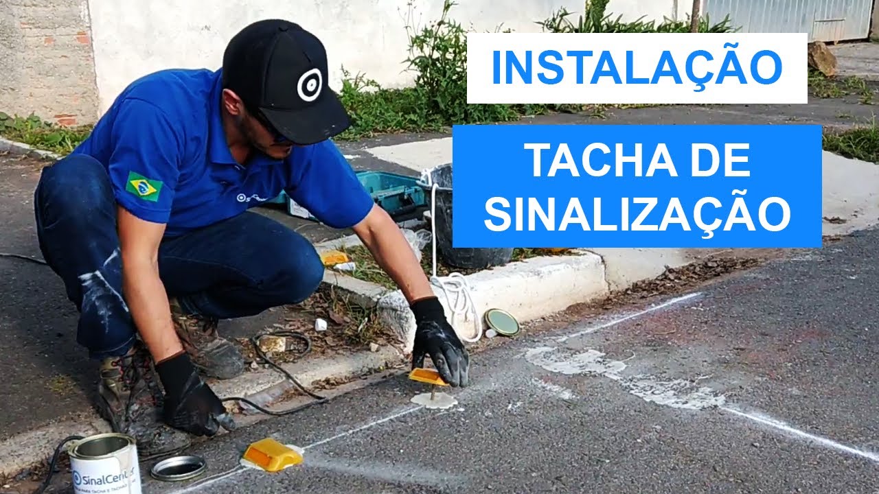Instalação de Tacha (olho de gato) de Sinalização