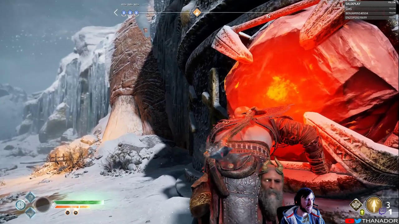 God of war - 12 - Le marteau du geant - Le burin magique part 1 - tête de Thamur