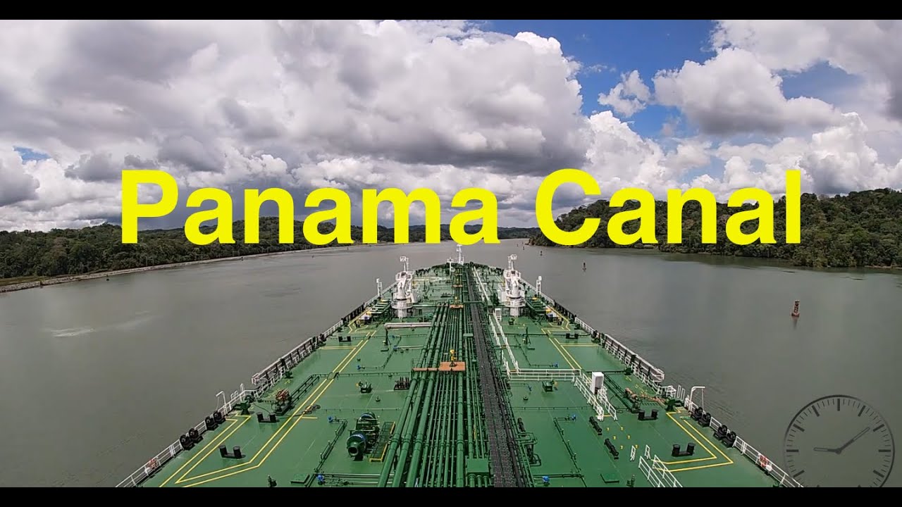 Panama Canal Full Transit. Day and night Sailing. 2022. Time-lapse video. New locks. HD.