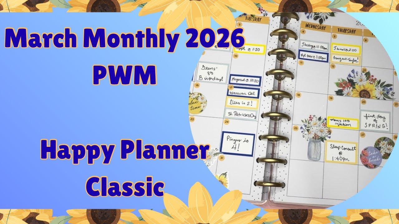 March Monthly PWM 2026 in my Happy Planner Classic