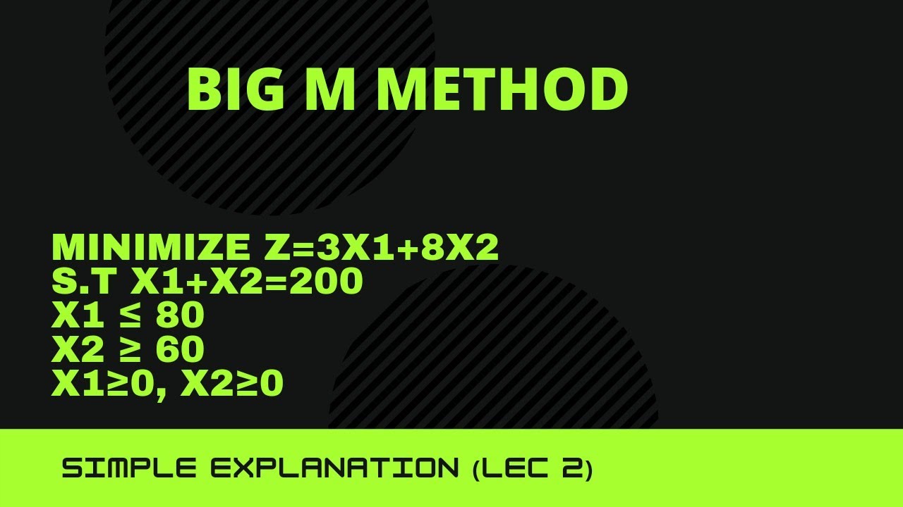 BIG M METHOD|MINIMIZATION PROBLEM-LEC II (IN MALAYALAM)