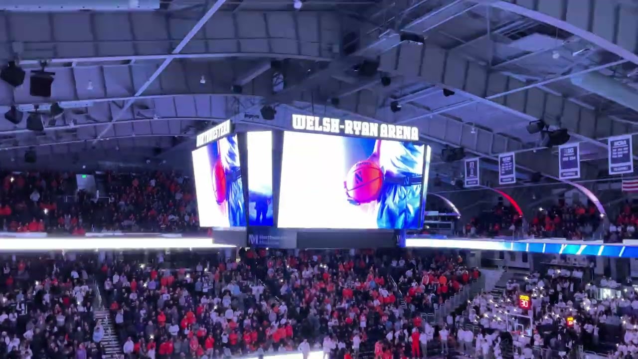 NU Men’s BasketBall 2025-2026 Intro Video And Starting LineUps vs. Illinois Fighting Illini